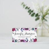 手作りジュエリー水彩フローラバーガンディースクリプト 名刺 (スタンド正面)