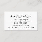 手作りジュエリー水彩フローラバーガンディースクリプト 名刺 (裏面)