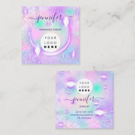 手作りジュエリー美しいショップ未来的抽象芸術 スクエア名刺 (正面/裏面)