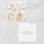 手作りジュエリー野草植物性ピンク金ゴールド スクエア名刺 (正面/裏面)