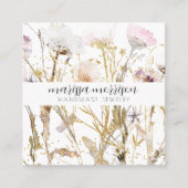 手作りジュエリー野草植物性ピンク金ゴールド スクエア名刺 (正面)