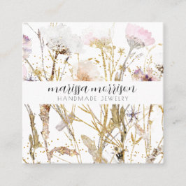 手作りジュエリー野草植物性ピンク金ゴールド スクエア名刺