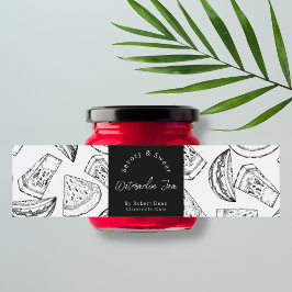 手作りスイカのジャム巻き付けラベルをスケのまわりにッチ ペットボトルラベル