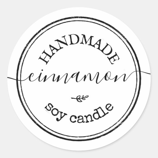 手作りスクリプト黒枠製品ラベル ラウンドシール (正面)