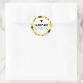 手作りステッカー – 水彩ひまわり ラウンドシール (バッグ)