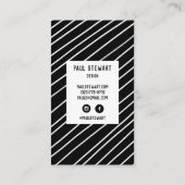 手作りストライプミニマルカッコいいリストブラック&ホワイト 割引カード (裏面)