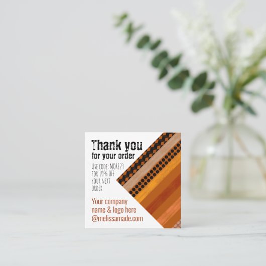 手作りスモールビジネスプロモーションカード スクエア名刺 (スタンド正面)