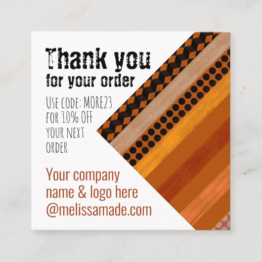 手作りスモールビジネスプロモーションカード スクエア名刺 (正面)