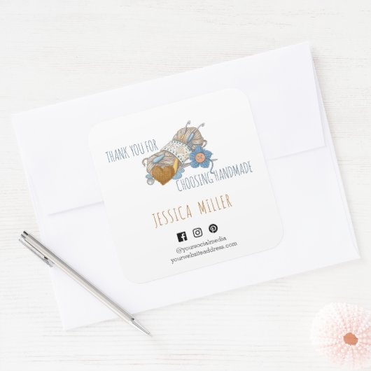 手作りソーシャルメディアを選んでくれてありがとう スクエアシール (封筒)