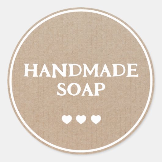 手作りソープブラウンクラフト紙レトロボホ ラウンドシール (正面)
