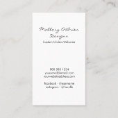 手作りドードルリースハートと葉の垂直 名刺 (裏面)