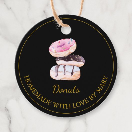 手作りドーナツメッセージカード |黒 フェイバータグ (正面)