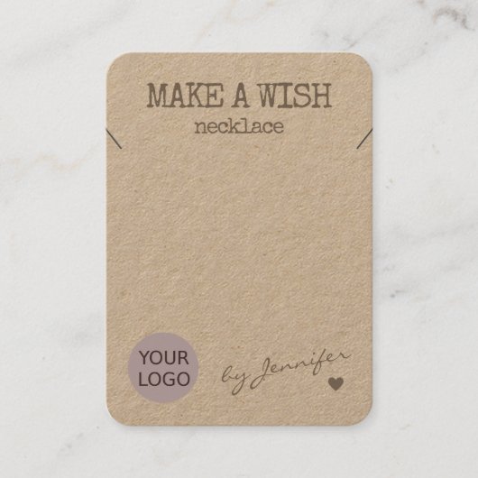 手作りナチュラ素朴ル紙ネックレスホルダー 名刺 (正面)