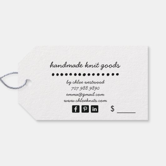 手作りニット商品価格 ギフトタグ (裏面横)