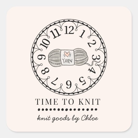 手作りニット商品商品ラベル スクエアシール (正面)