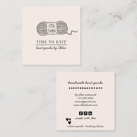 手作りニット製品 スクエア名刺 (正面/裏面)