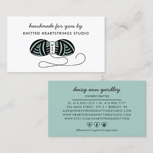 手作りニット/編み物クラフターエティ 名刺 (正面/裏面)