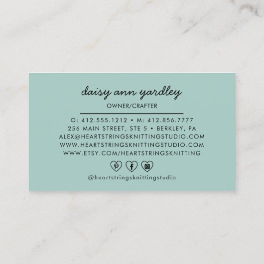 手作りニット/編み物クラフターエティ 名刺 (裏面)