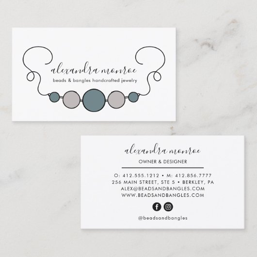 手作りネックレスロゴ |ジュエリーデザイナー 名刺 (正面/裏面)