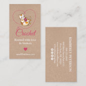 手作りハートかぎ編み名刺の子猫 名刺 (正面/裏面)