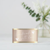 手作りハートストライプ金ゴールドバラ金ゴールド 名刺 (スタンド正面)