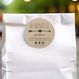 手作りハート |クラフト素朴ルック ラウンドシール