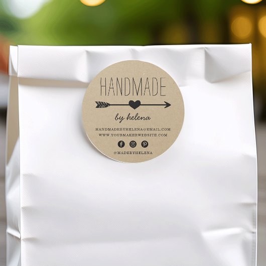 手作りハート |クラフト素朴ルック ラウンドシール