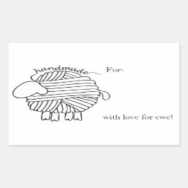 手作りバイヤーン羊の長方形シール 長方形シール