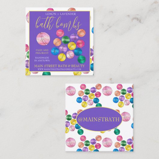 手作りバスシャワー爆弾美しい製品 スクエア名刺 (正面/裏面)