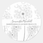 手作りバス美しい製品図解入りの、写真付きの花 ラウンドシール (正面)