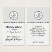 手作りバス&体ラベルブラック&ホワイトギフトラベル (正面&裏面)