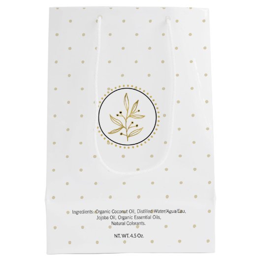 手作りバス&体包装 |金ゴールドと黒 ミディアムペーパーバッグ (裏面)