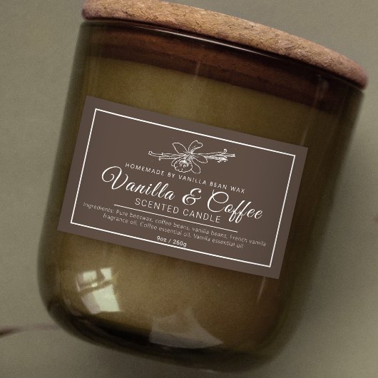 手作りバニラコーヒーキャンドルブラウンの原材料 長方形シール