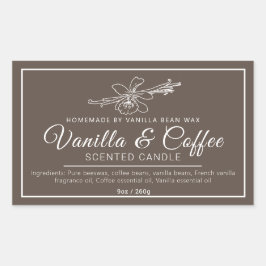 手作りバニラコーヒーロウソク茶の材料 長方形シール