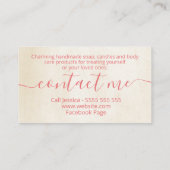 手作りバラピンクバス体キャンドルソープ 名刺 (裏面)