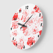 手作りバラ模様 ラージ壁時計 (傾斜)