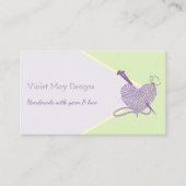 手作りパステルグリーン編み物またはヤーンクラフト 名刺 (正面)