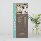 手作りパン屋のカップケーキ フライヤー価格リストC 招待状 (スタンド正面)