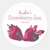 手作りパーソナライズされたストロベリージャム ラウンドシール (正面)
