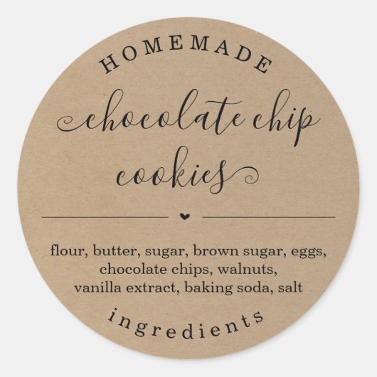 手作りパーソナライズされたフードクラフト背景 ラウンドシール (正面)
