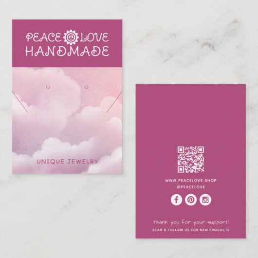 手作りビジネスQRコードジュエリー表示カード コーリングカード (正面/裏面)