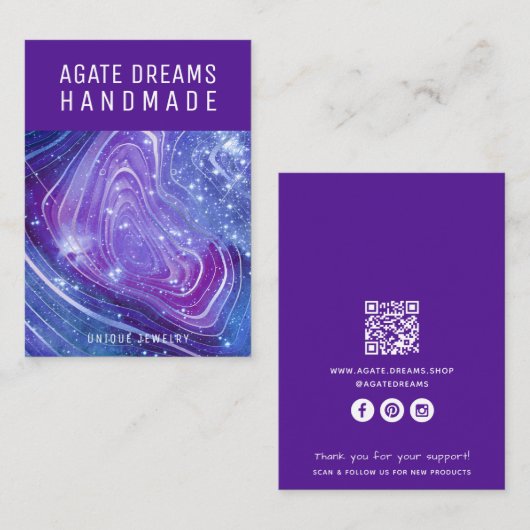 手作りビジネスQRコードジュエリー表示カード コーリングカード (正面/裏面)