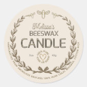 手作りビーズワックスキャンドルヴィンテージリースビーハートC ラウンドシール (正面)