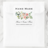 手作りピンクホワイトウォーター色フローラ小 スクエアシール (バッグ)