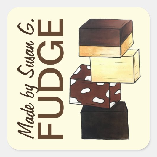 手作りファッジキャンディ焼いた菓子 スクエアシール (正面)