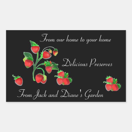 手作りファーマーズマーケットいちごラベル 長方形シール (正面)