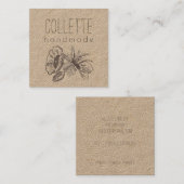 手作りフラワーロゴクラフトスクエアビジネス スクエア名刺 (正面/裏面)