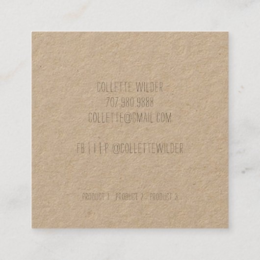 手作りフラワーロゴクラフトスクエアビジネス スクエア名刺 (裏面)