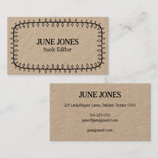 手作りフレームドードルお洒落カスタムクラフト 名刺 (正面/裏面)