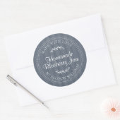 手作りブルーベリージャムの素朴なラベル ダークブルー ラウンドシール (封筒)